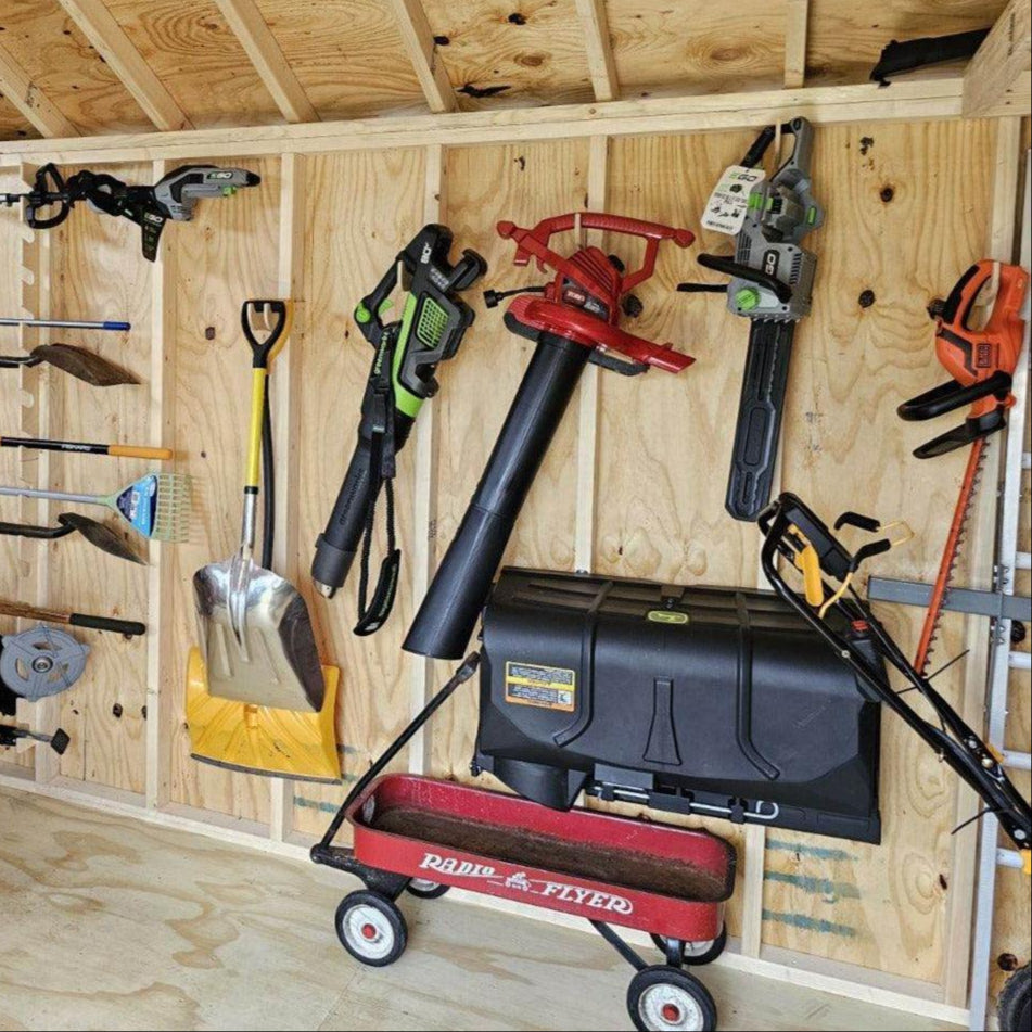 MAX SHED ORGANIZATION KIT | Storage Yard Garded Shed, Sheds For Sale, Yard Tool Organizer, Garden Tool Storage, Yard tool Rack, Shed Accessories - HangThis Up