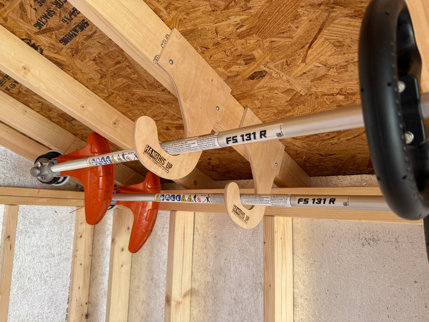 Overhead Weed Wacker Storage Hook – Ceiling Mount for Weed Eaters & Tools - HangThis Up