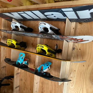 Snowboard Organizer, snow equipment, shed organization, sporting goods