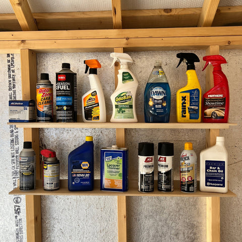 Shelf for organizing containers and bottles in your shed