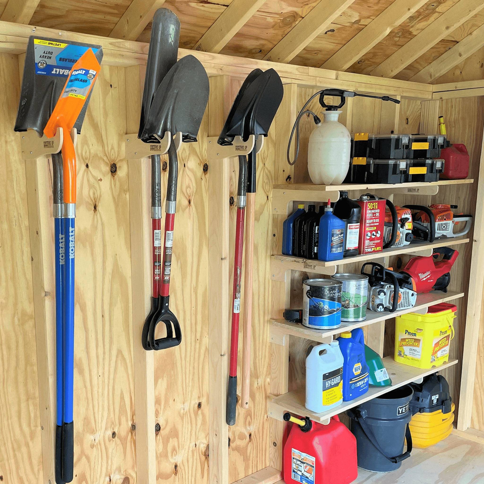 Deluxe Shed Organizer Kit, Garden Yard Tool Rack, Outdoor Storage, Garden Tool Storage, Shed Accessories, Yard Tool Rack - HangThis Up