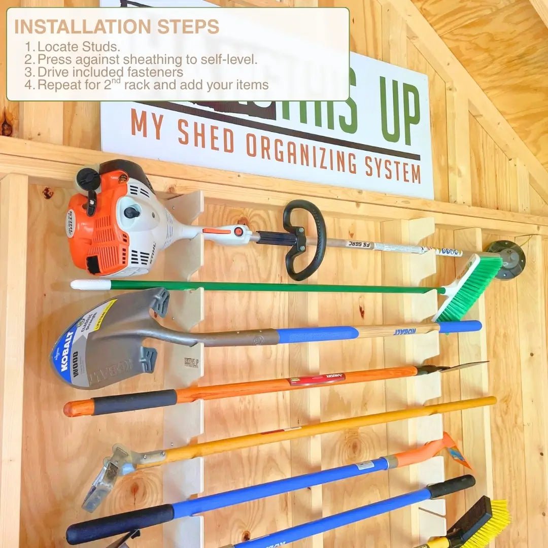 Garden Tool Organizer Rack - Stud Mounted - HangThis Up