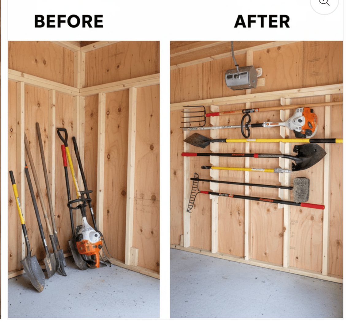 Garden Tool Organizer Rack - Stud Mounted - HangThis Up