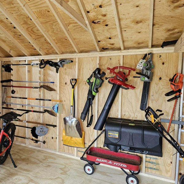 MAX SHED ORGANIZATION KIT | Storage Yard Garded Shed, Sheds For Sale, Yard Tool Organizer, Garden Tool Storage, Yard tool Rack, Shed Accessories - HangThis Up