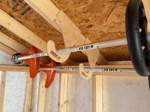 Overhead Weed Wacker Storage Hook – Ceiling Mount for Weed Eaters & Tools - HangThis Up