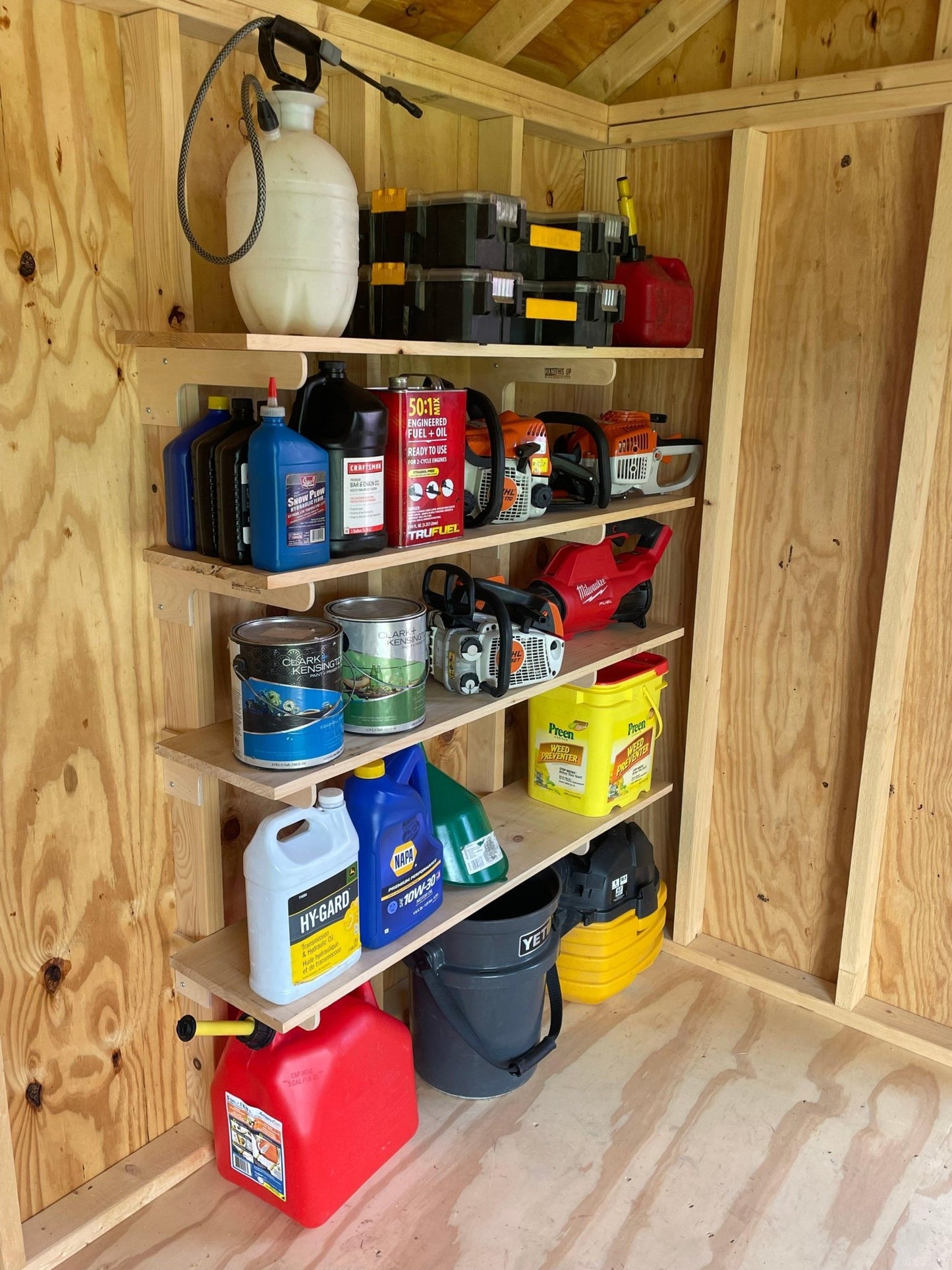 Shed Shelf Bracket Kit - 10 - 12" (sold in pairs) Shed Organization System, Shed Organizer, Yard Tool Rack - HangThis Up