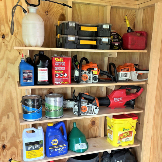 Shed Shelf Bracket Kit - 10 - 12" (sold in pairs) Shed Organization System, Shed Organizer, Yard Tool Rack - HangThis Up