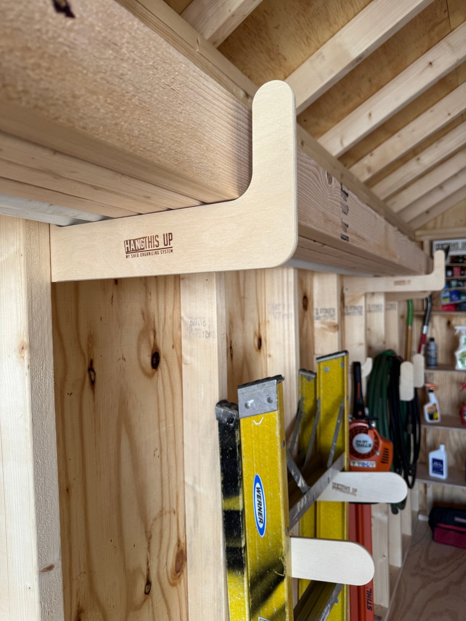Shed Storage Organizer Stud Mount Storage Rack - HangThis Up