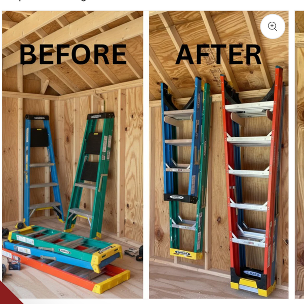 Step Ladder Organizer Rack– Wall-Mounted Shed Storage Rack – HangThis Up