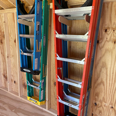 Step Ladder Organizer Rack, Shed Storage Racks, Yard Tool Organizer, Garden tool rack, Shed Tool Rack - HangThis Up