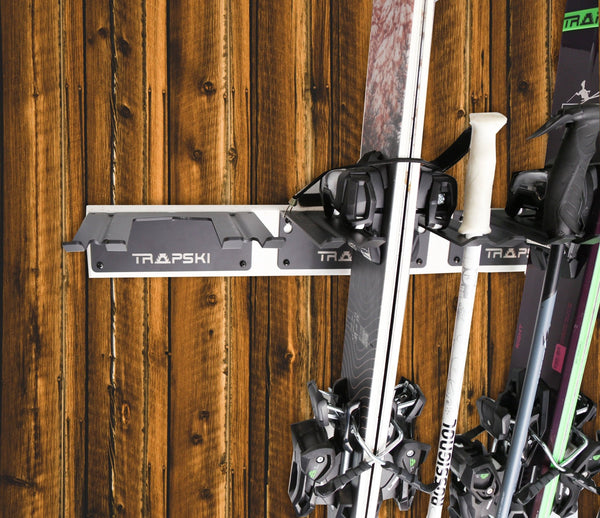 TRAPAWAY Wall Rack | Garage Organizer for Yard Tools, Gear & Equipment | Holds Skis or Snowboard by Bindings | Aluminum | No Moving Parts to break or pinch points - HangThis Up