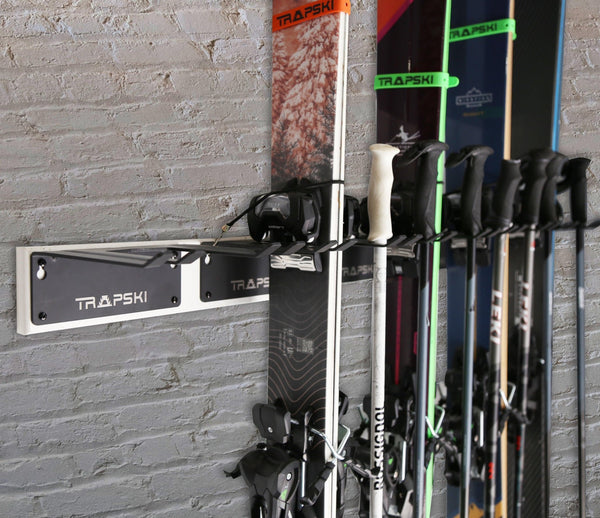 TRAPAWAY Wall Rack | Garage Organizer for Yard Tools, Gear & Equipment | Holds Skis or Snowboard by Bindings | Aluminum | No Moving Parts to break or pinch points - HangThis Up