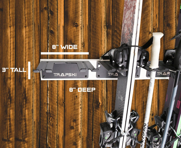 TRAPAWAY Wall Rack | Garage Organizer for Yard Tools, Gear & Equipment | Holds Skis or Snowboard by Bindings | Aluminum | No Moving Parts to break or pinch points - HangThis Up