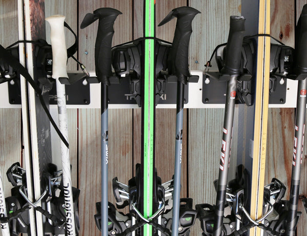 TRAPAWAY Wall Rack | Garage Organizer for Yard Tools, Gear & Equipment | Holds Skis or Snowboard by Bindings | Aluminum | No Moving Parts to break or pinch points - HangThis Up