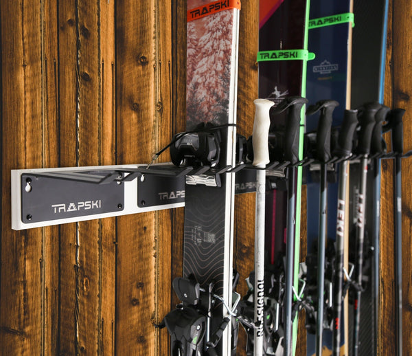 TRAPAWAY Wall Rack | Garage Organizer for Yard Tools, Gear & Equipment | Holds Skis or Snowboard by Bindings | Aluminum | No Moving Parts to break or pinch points - HangThis Up