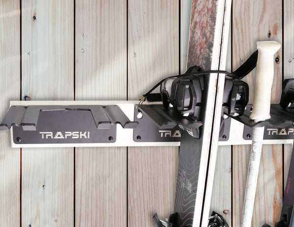 TRAPAWAY Wall Rack | Garage Organizer for Yard Tools, Gear & Equipment | Holds Skis or Snowboard by Bindings | Aluminum | No Moving Parts to break or pinch points - HangThis Up