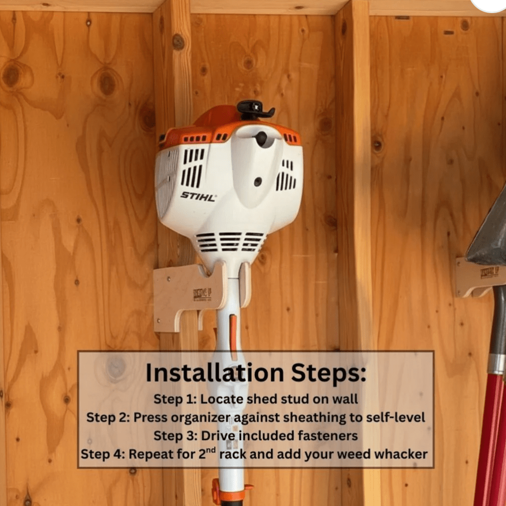 Weed Wacker Organizer Rack - Stud Mounted - HangThis Up